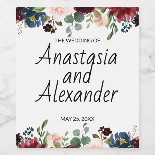 Gepersonaliseerde bruiloft wijn fles label. etiket (Enkel label)