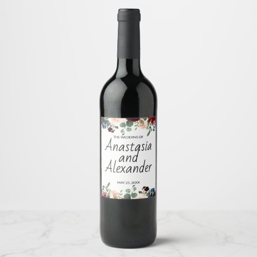 Gepersonaliseerde bruiloft wijn fles label. etiket (Voorkant)