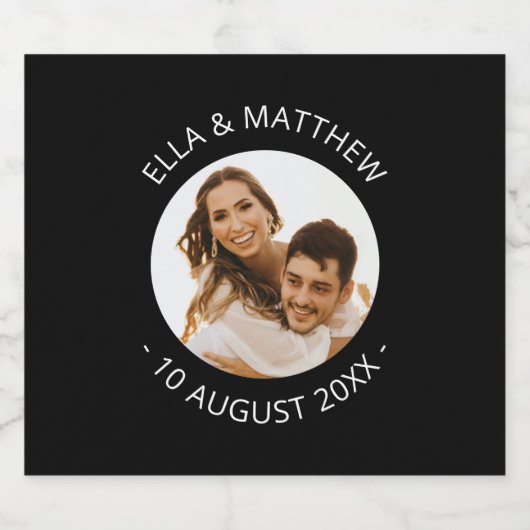 Gepersonaliseerde bruiloft wijn label met foto sparkling wijnetiket (Enkel label)