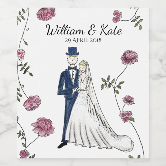 Gepersonaliseerde bruiloft wijn label wijn etiket (Enkel label)