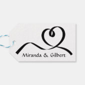 Gepersonaliseerde bruiloft zwart en wit hart liefd cadeaulabel (Achterkant Horizontaal)