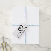 Gepersonaliseerde bruiloft zwart en wit hart liefd cadeaulabel (Met Touw)