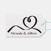 Gepersonaliseerde bruiloft zwart en wit hart liefd cadeaulabel (Voorkant (Horizontaal))