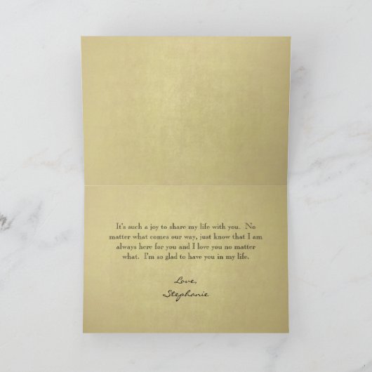 Gepersonaliseerde Bruin/Goud Gelukkige Verjaardag  Kaart (Binnen)