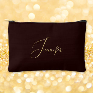 Gepersonaliseerde Bruin Goud Monogram Cosmetische  Etui