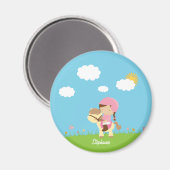 Gepersonaliseerde bruin haar paard ruiter meisje b magneet (Voorkant / Achterkant)