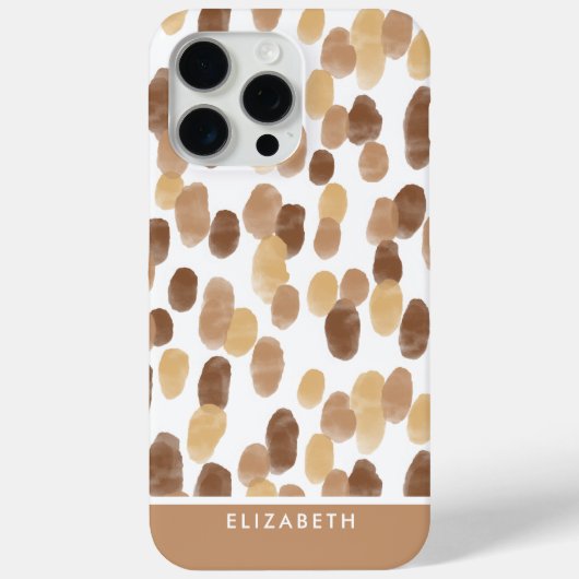 Gepersonaliseerde Bruin Modern Waterverf Dot Patte Case-Mate iPhone Case (Achterkant)