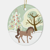 Gepersonaliseerde bruin paard sneeuwwinter keramisch ornament (Links)