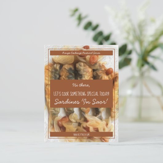 Gepersonaliseerde Bruin Wit Script Recept Exchange Briefkaart (Staand voorkant)