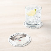 Gepersonaliseerde Bruin & Wit Shih Tzu Hond Huweli Ronde Kartonnen Onderzetter (Insitu)