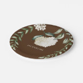 Gepersonaliseerde Bruin Witte Hydrangeas Vrijgezel Papieren Bordje (Gekanteld)