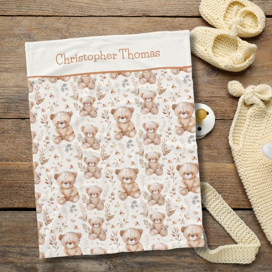 Gepersonaliseerde bruine Beren Baby Boy Gift Fleece Deken
