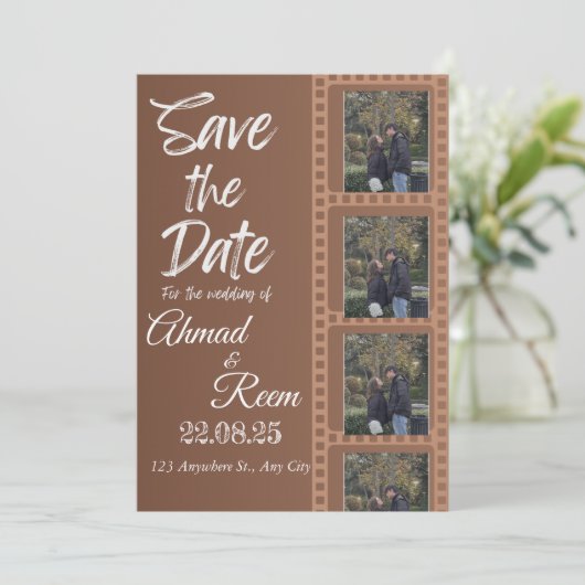 Gepersonaliseerde bruine bruiloft uitnodiging Kaar (Staand voorkant)