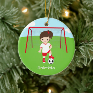 Gepersonaliseerde bruine bruine kerstmeisjes keramisch ornament