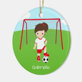Gepersonaliseerde bruine bruine kerstmeisjes keramisch ornament (Links)