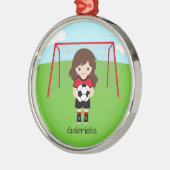 Gepersonaliseerde bruine bruine kerstmeisjes metalen ornament (Links)