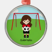 Gepersonaliseerde bruine bruine kerstmeisjes metalen ornament (Voorkant)