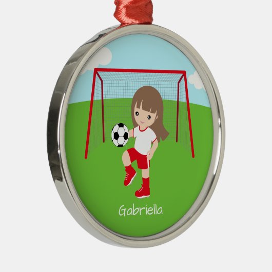 Gepersonaliseerde bruine bruine kerstmeisjes metalen ornament (Rechts)