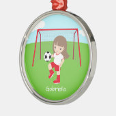 Gepersonaliseerde bruine bruine kerstmeisjes metalen ornament (Links)
