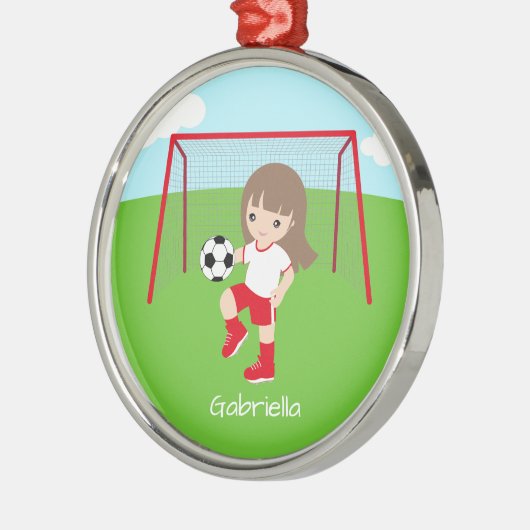 Gepersonaliseerde bruine bruine kerstmeisjes metalen ornament (Links)