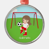 Gepersonaliseerde bruine bruine kerstmeisjes metalen ornament (Voorkant)