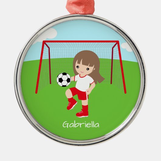 Gepersonaliseerde bruine bruine kerstmeisjes metalen ornament (Voorkant)