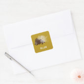 Gepersonaliseerde bruine en mosterd Porcupine Vierkante Sticker (Envelop)