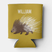 Gepersonaliseerde bruine en mosterdstekelvarkens blikjeskoeler (Voorkant)