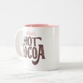 Gepersonaliseerde bruine en roze hete cacao tweekleurige koffiemok (Voorkant links)
