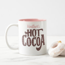 Gepersonaliseerde bruine en roze hete cacao tweekleurige koffiemok