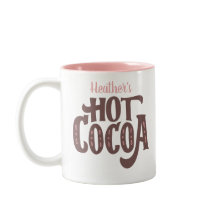 Gepersonaliseerde bruine en roze hete cacao