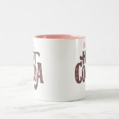 Gepersonaliseerde bruine en roze hete cacao tweekleurige koffiemok (Center)