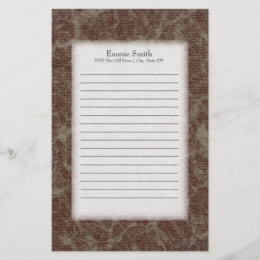 Gepersonaliseerde bruine en tan-gebrande banketbak briefpapier (Voorkant)