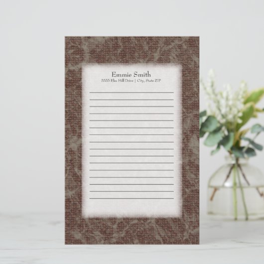 Gepersonaliseerde bruine en tan-gebrande banketbak briefpapier (Staand voorkant)