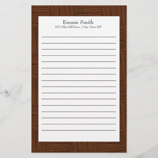 Gepersonaliseerde bruine en witte gebrande smeedst briefpapier (Voorkant)