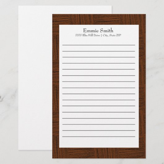 Gepersonaliseerde bruine en witte gebrande smeedst briefpapier (Voorkant / Achterkant)