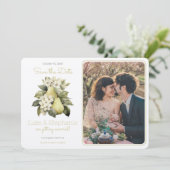 Gepersonaliseerde bruine groene peer foto opslaan  kaart (Staand voorkant)