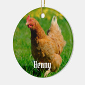 Gepersonaliseerde bruine kip in het gras keramisch ornament (Links)