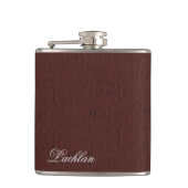 Gepersonaliseerde Bruine Lederen Faux Texture Flas Heupfles (Voorkant)