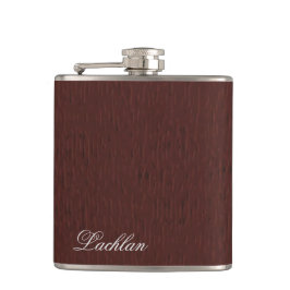 Gepersonaliseerde Bruine Lederen Faux Texture Flas Heupfles