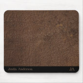 Gepersonaliseerde bruine lederen muismat met Initi (Voorkant)