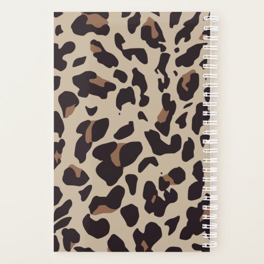 Gepersonaliseerde bruine luipaard print planner (Achterkant)