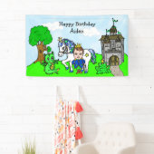 Gepersonaliseerde bruine prins Birthday Banner (Insitu)