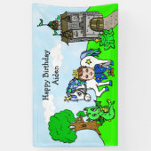 Gepersonaliseerde bruine prins Birthday Banner (Verticaal)