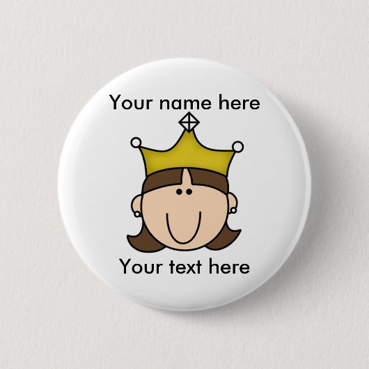 GEPERSONALISEERDE BRUINE PRINSES RONDE BUTTON 5,7 CM (Voorkant)