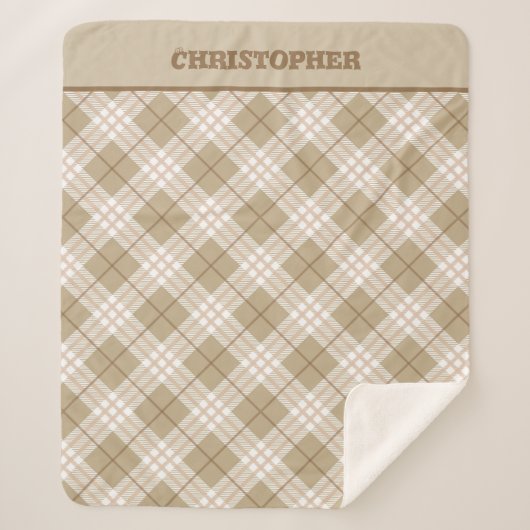 Gepersonaliseerde bruine-Tan-beige buffelboeien Sherpa Deken (Voorkant)