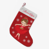 Gepersonaliseerde Brunette Kerstmis Ballerina Kleine Kerstsok (Voorkant (Hangend))