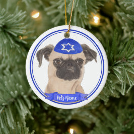 Gepersonaliseerde Brussels Griffon Chanoeka Yarmul Keramisch Ornament