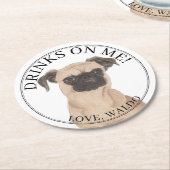 Gepersonaliseerde Brusselse Griffon Hond bruiloft Ronde Kartonnen Onderzetter (Gebogen)