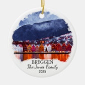 Gepersonaliseerde Bryggen Ornament, Noorwegen Gift Keramisch Ornament (Voorkant)